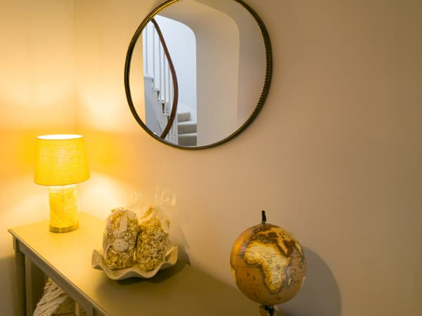 Console table with round mirror