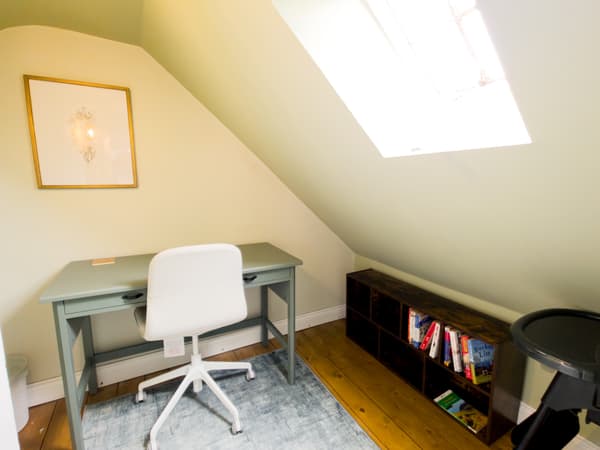 Attic desk workspace with roof light
